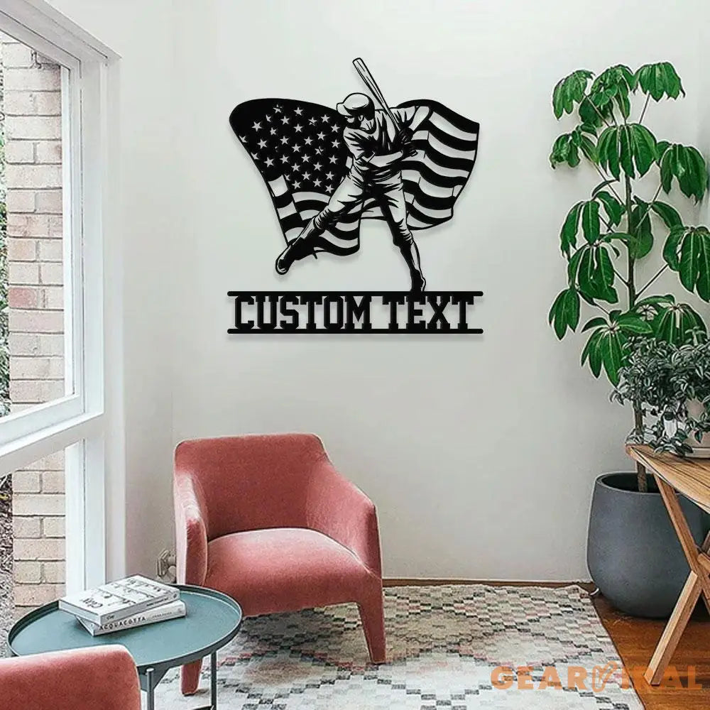 Custom Baseball Player Name Metal Sign with LED Lights Personalized Family Name Metal Sign Personalized Wall Art