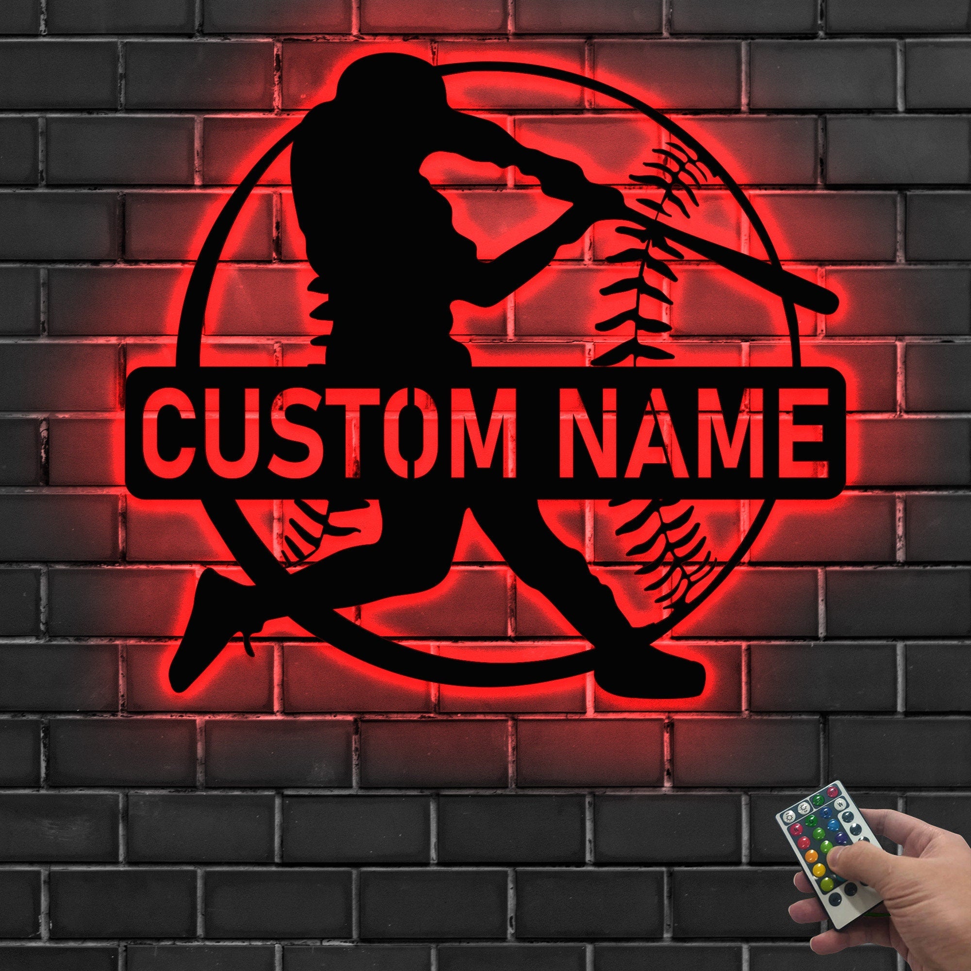 Custom Baseball Sign - Baseball Player Gift - Baseball Metal Wall With LED Light - Gift For Kid | GearViral