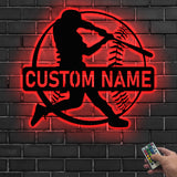 Custom Baseball Sign - Baseball Player Gift - Baseball Metal Wall With LED Light - Gift For Kid | GearViral