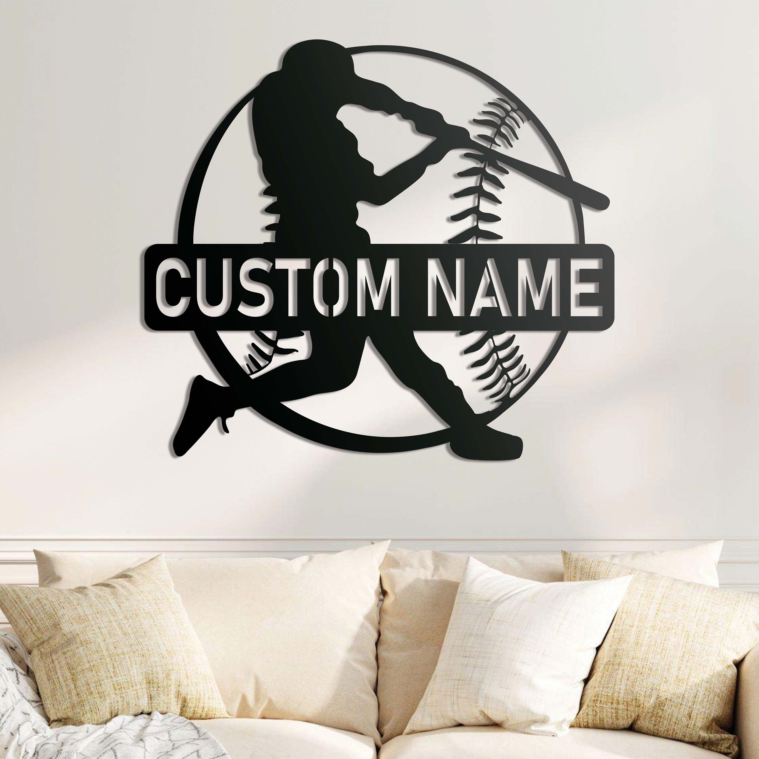 Custom Baseball Sign - Baseball Player Gift - Baseball Metal Wall With LED Light - Gift For Kid | GearViral