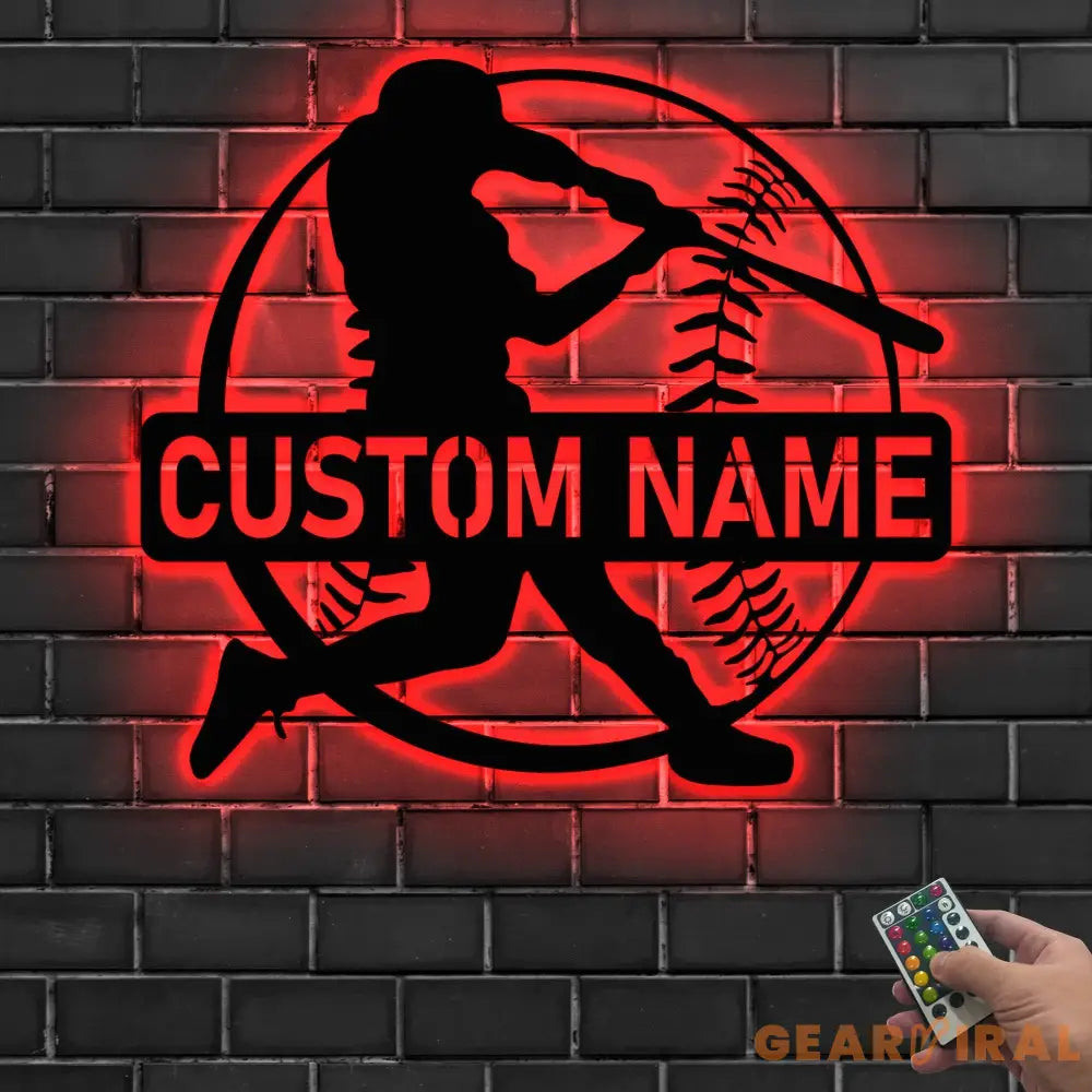 Custom Baseball Sign - Baseball Player Gift - Baseball Metal Wall With LED Light - Gift For Kid | GearViral