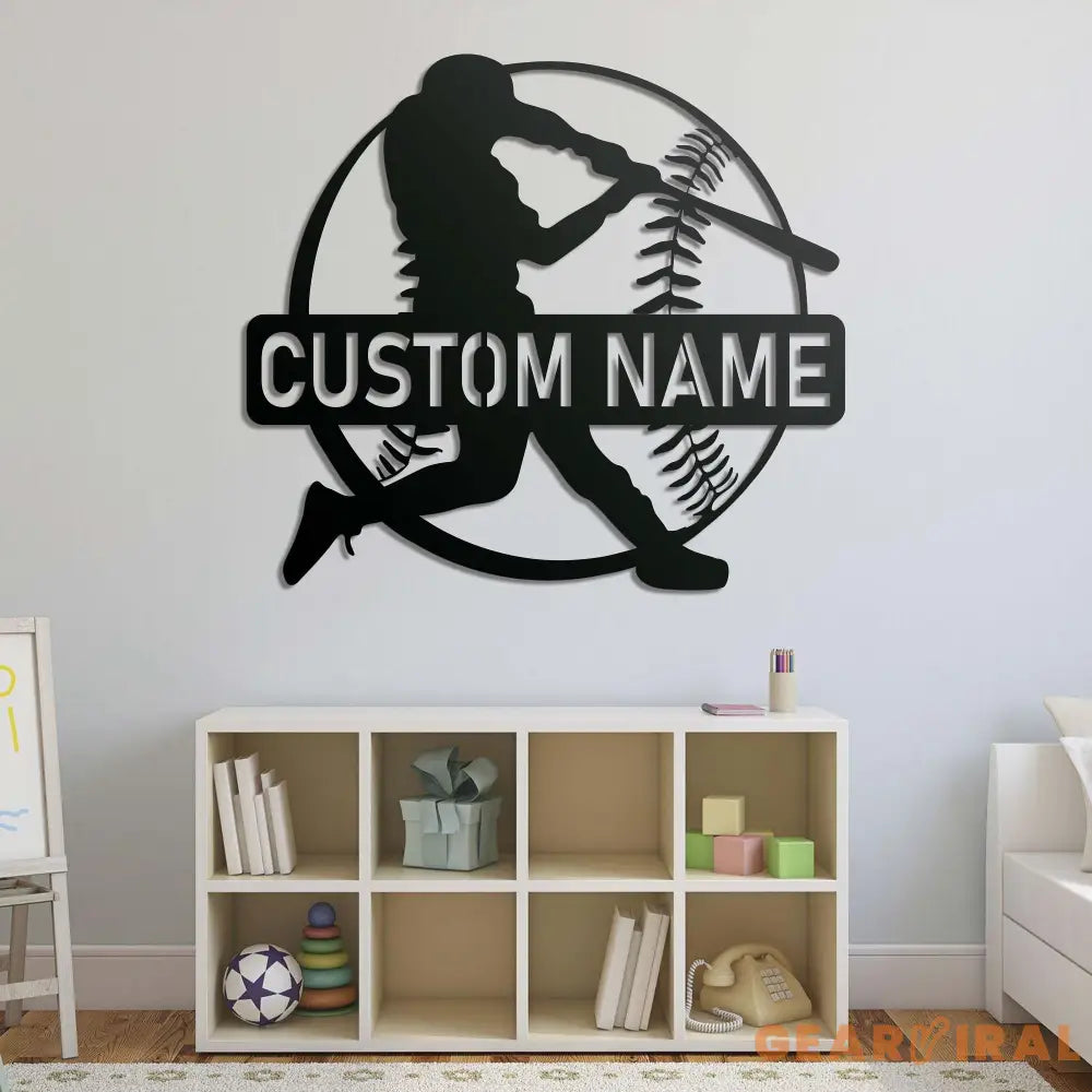 Custom Baseball Sign - Baseball Player Gift - Baseball Metal Wall With LED Light - Gift For Kid | GearViral