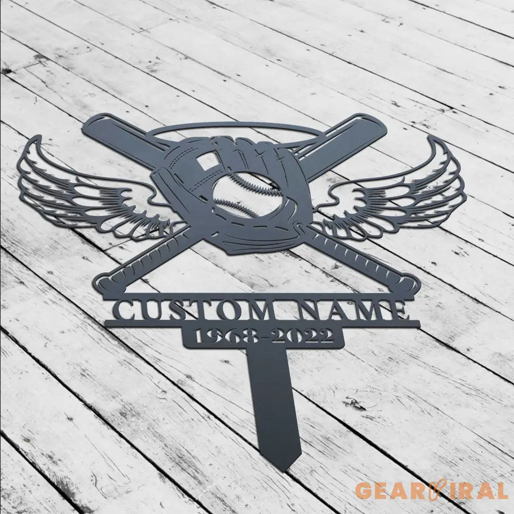 Custom Baseball With Wings Memorial Stake - Grave Marker - Remembrance Stake - Garden Decor | GearViral