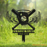 Custom Baseball With Wings Memorial Stake - Grave Marker - Remembrance Stake - Garden Decor | GearViral