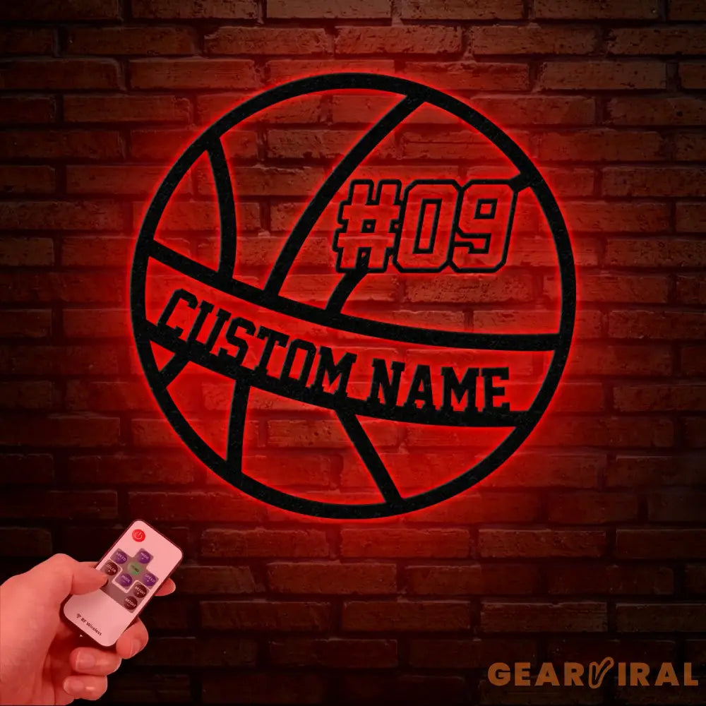 Custom Basketball LED Light Sports Wall Sign with Name and Number Ideal Gift for Athletes Nursery Decor Kids Name Sign