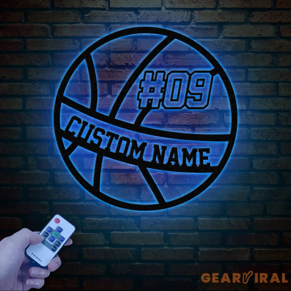 Custom Basketball LED Light Sports Wall Sign with Name and Number Ideal Gift for Athletes Nursery Decor Kids Name Sign