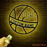 Custom Basketball LED Light Sports Wall Sign with Name and Number Ideal Gift for Athletes Nursery Decor Kids Name Sign