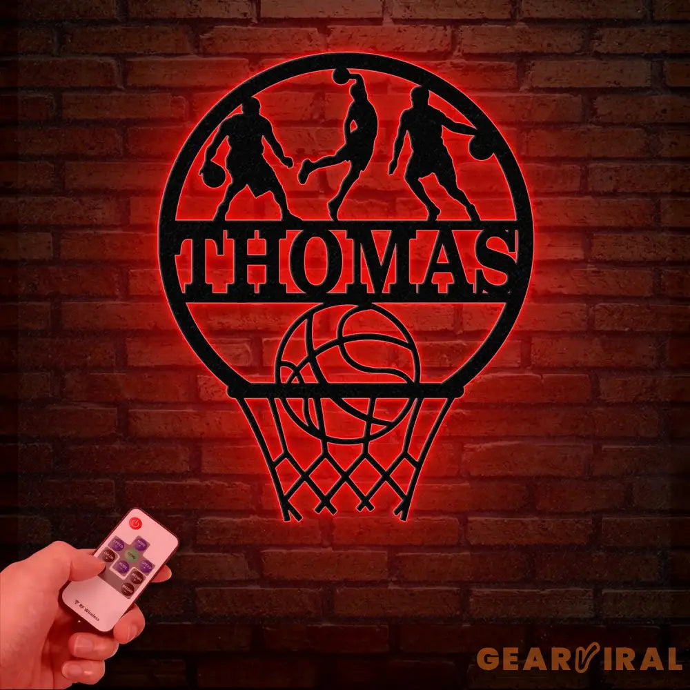 Custom Basketball LED Light Sports Wall Sign with Name and Number Ideal Gift for Athletes Nursery Decor Kids Name Sign