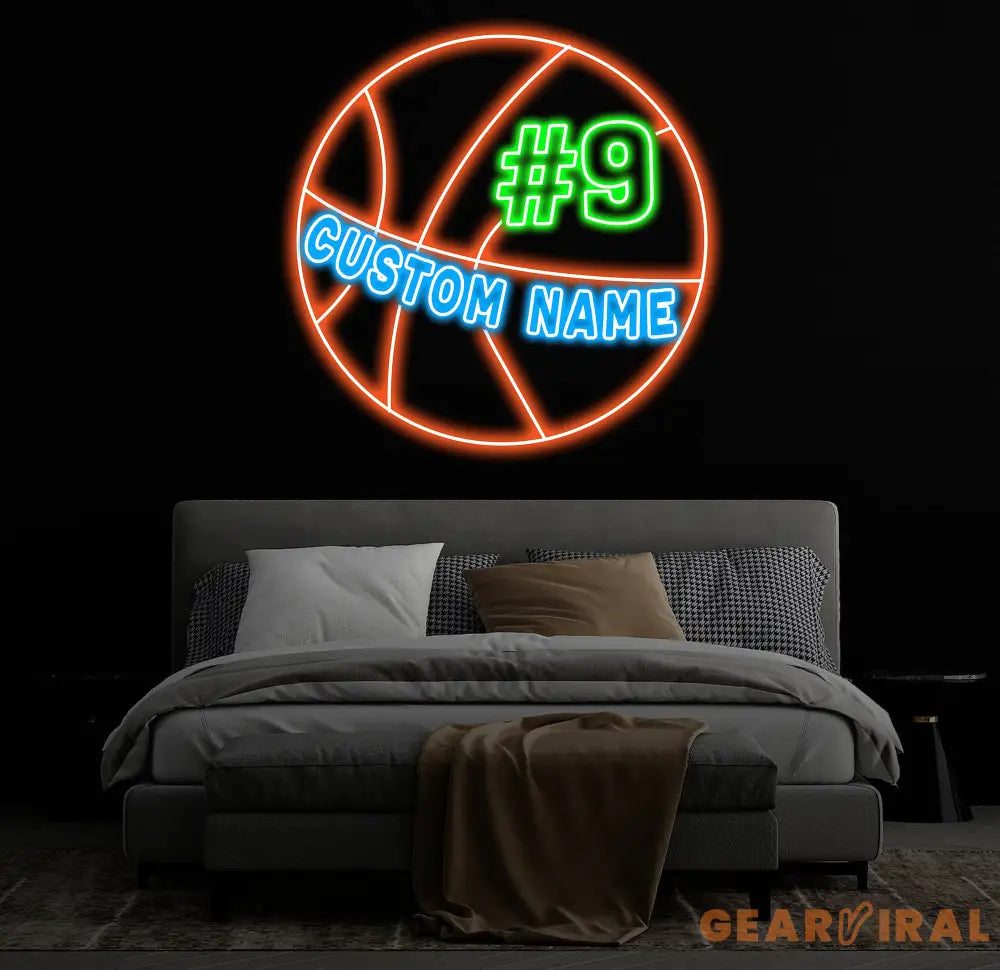 Custom Basketball LED Neon Light Sports Wall Sign with Name and Number Ideal Gift for Athletes Nursery Decor Kids Name