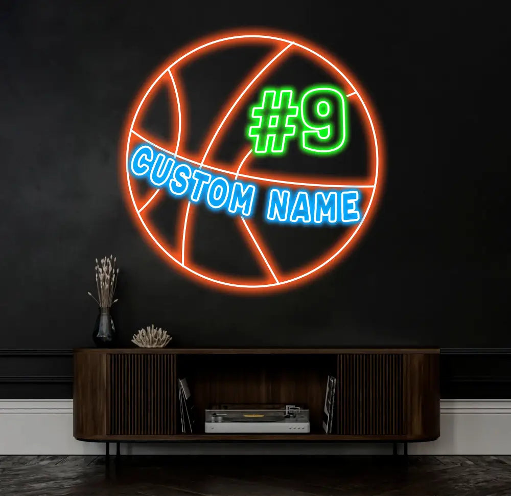 Custom Basketball LED Neon Light Sports Wall Sign with Name and Number Ideal Gift for Athletes Nursery Decor Kids Name