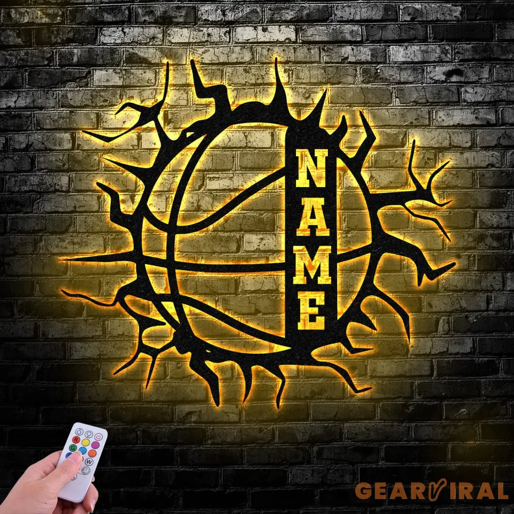 Custom Basketball Metal Wall Art Led Light Basketball Metal Sign Basketball Player Name Sign Basketball Wall Decor