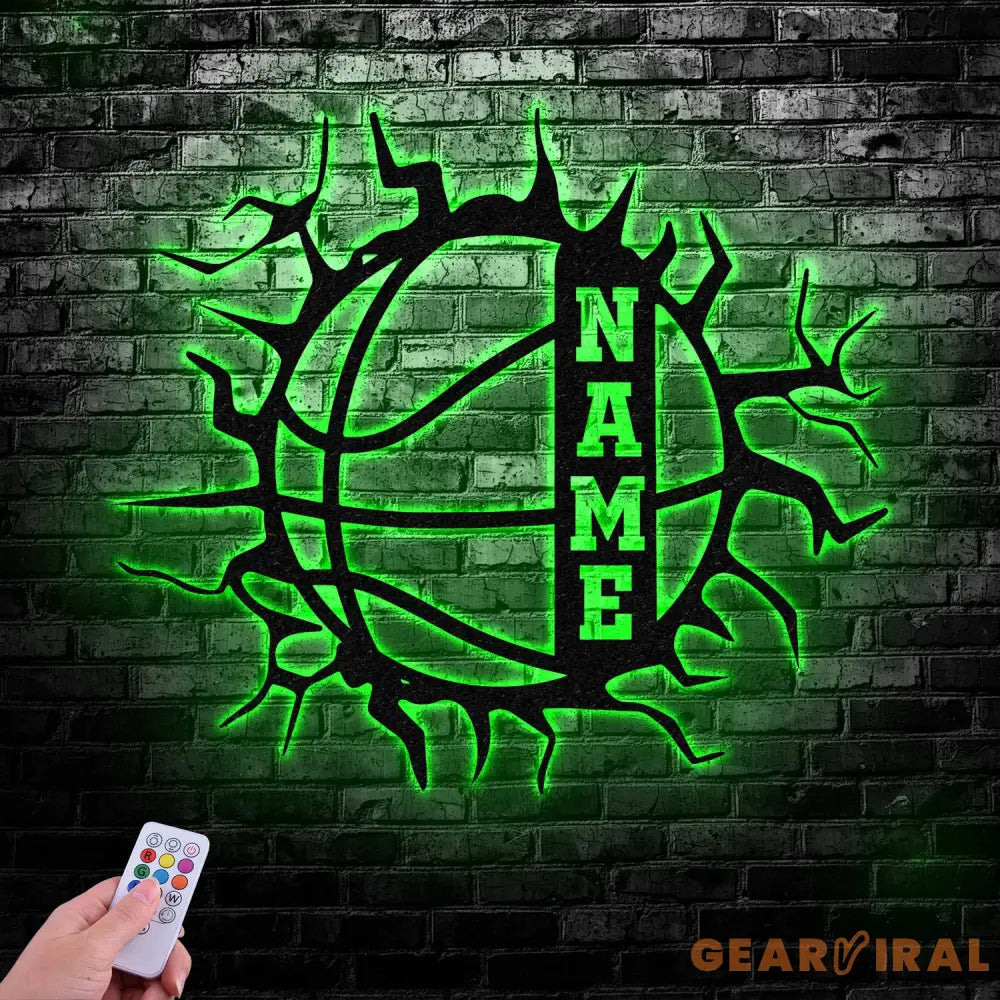 Custom Basketball Metal Wall Art Led Light Basketball Metal Sign Basketball Player Name Sign Basketball Wall Decor