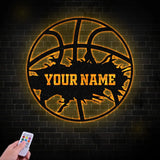Custom Basketball Metal Wall Art Led Light Basketball Metal Sign Basketball Player Name Sign Basketball Wall Decor