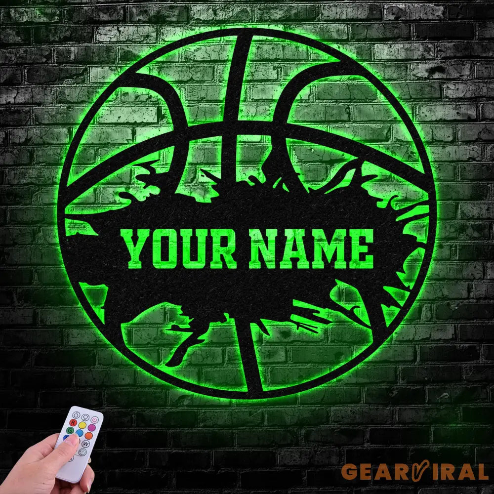 Custom Basketball Metal Wall Art Led Light Basketball Metal Sign Basketball Player Name Sign Basketball Wall Decor