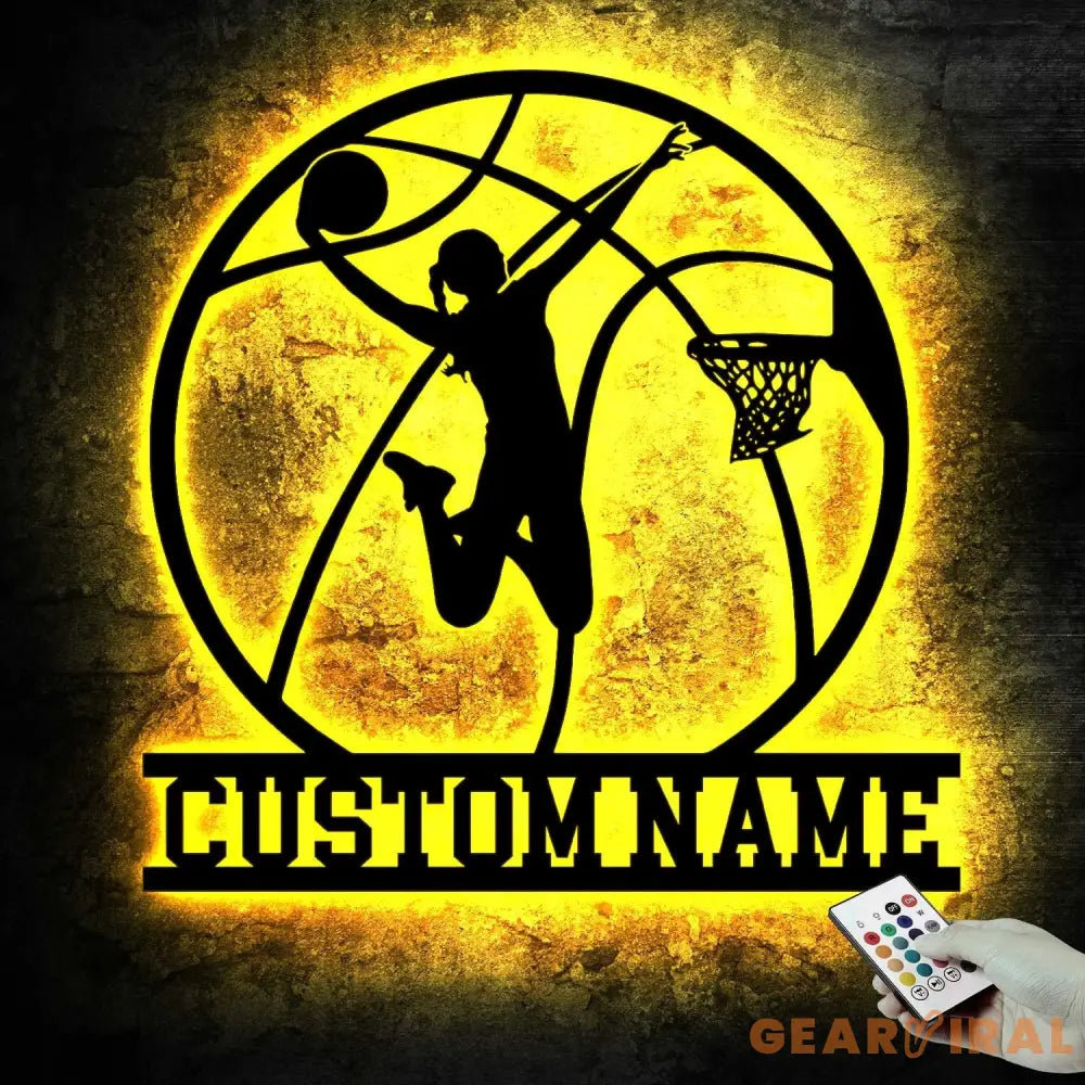 Custom Basketball Metal Wall with Led Light - Female Basketball - Basketball Lover - Unique Gift | GearViral