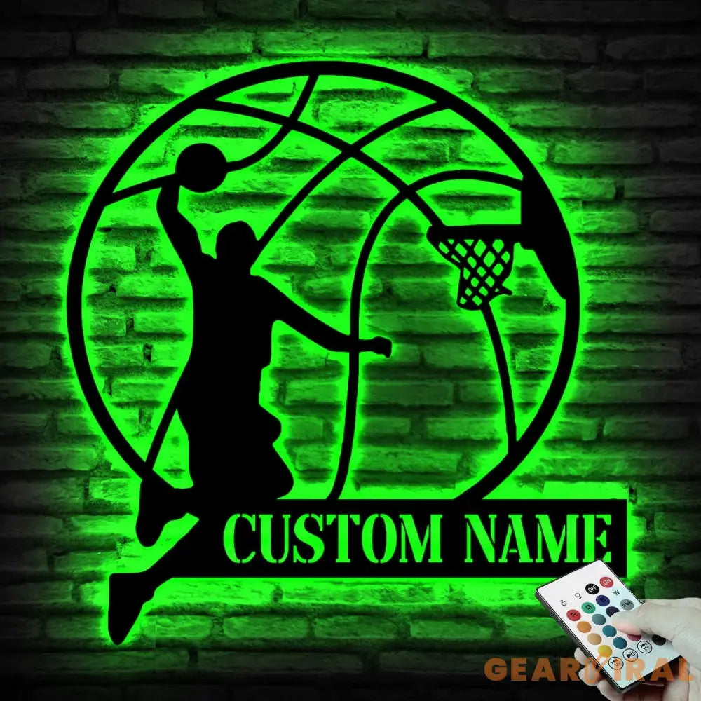 Custom Basketball Player Metal Wall Art LED Light Personalized Man Lover Sign Home Decor Kid Boy Girl Nursery