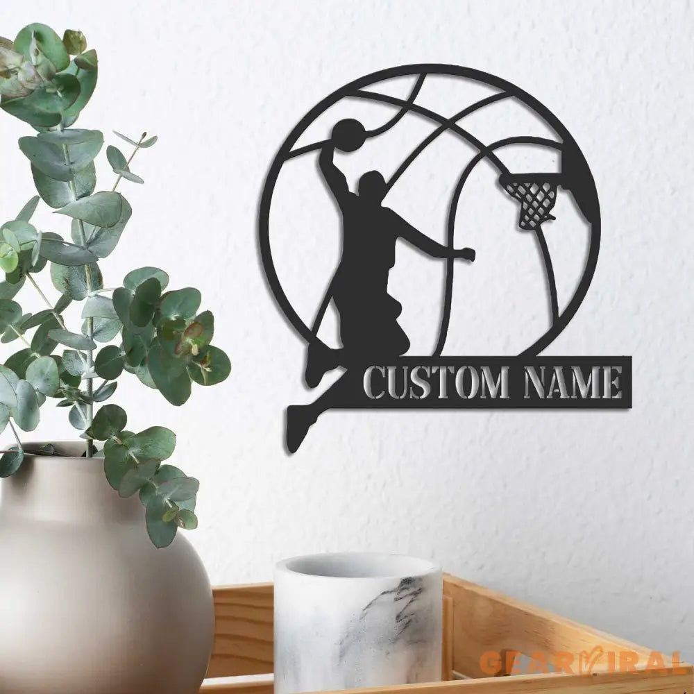 Custom Basketball Player Metal Wall Art LED Light Personalized Man Lover Sign Home Decor Kid Boy Girl Nursery