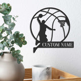 Custom Basketball Player Metal Wall Art LED Light Personalized Man Lover Sign Home Decor Kid Boy Girl Nursery Decoration Birthday Christmas | GearViral