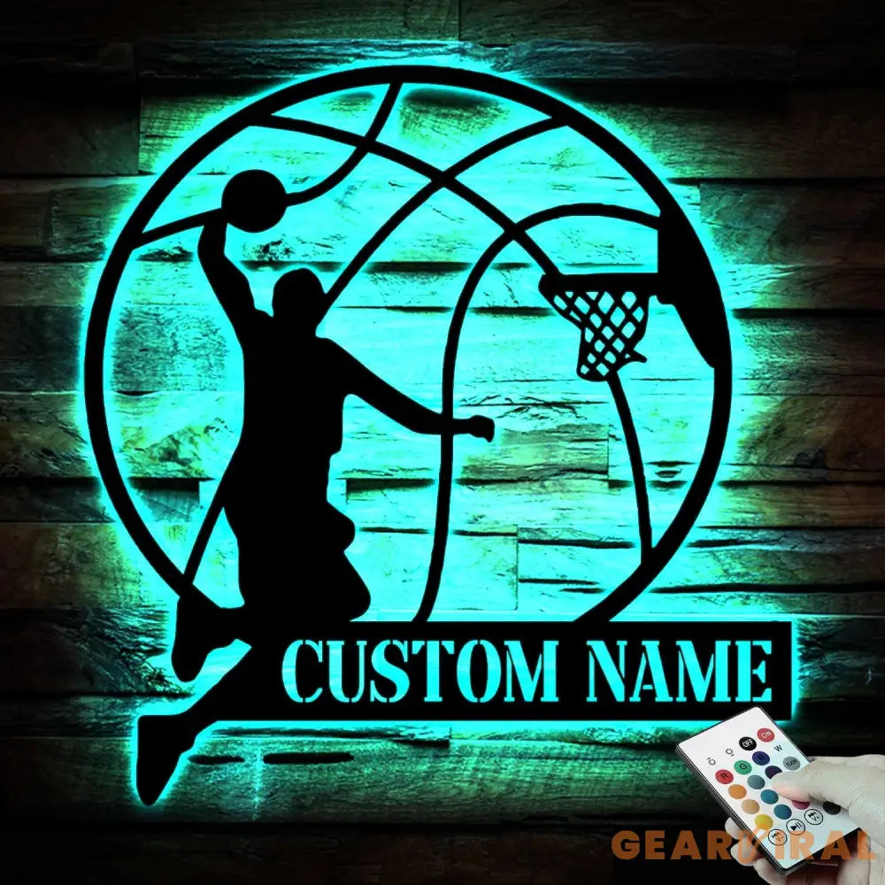 Custom Basketball Player Metal Wall Art LED Light Personalized Man Lover Sign Home Decor Kid Boy Girl Nursery