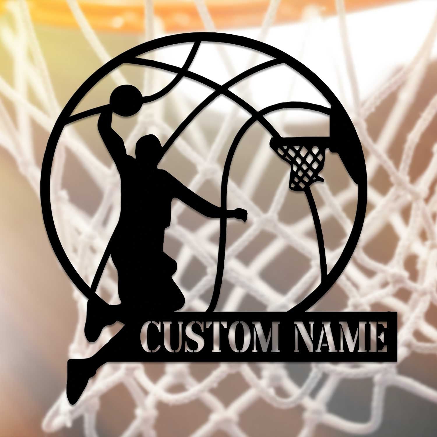 Custom Basketball Player Metal Wall Art LED Light Personalized Man Lover Sign Home Decor Kid Boy Girl Nursery Decoration Birthday Christmas | GearViral