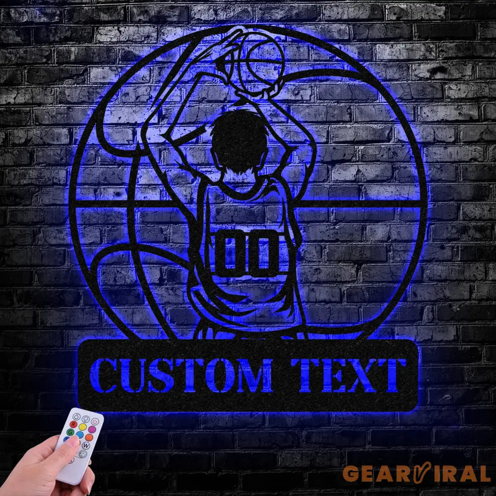 Custom Basketball Player Metal Wall Art Led Light Basketball Metal Sign Basketball Player Name Sign Basketball Wall
