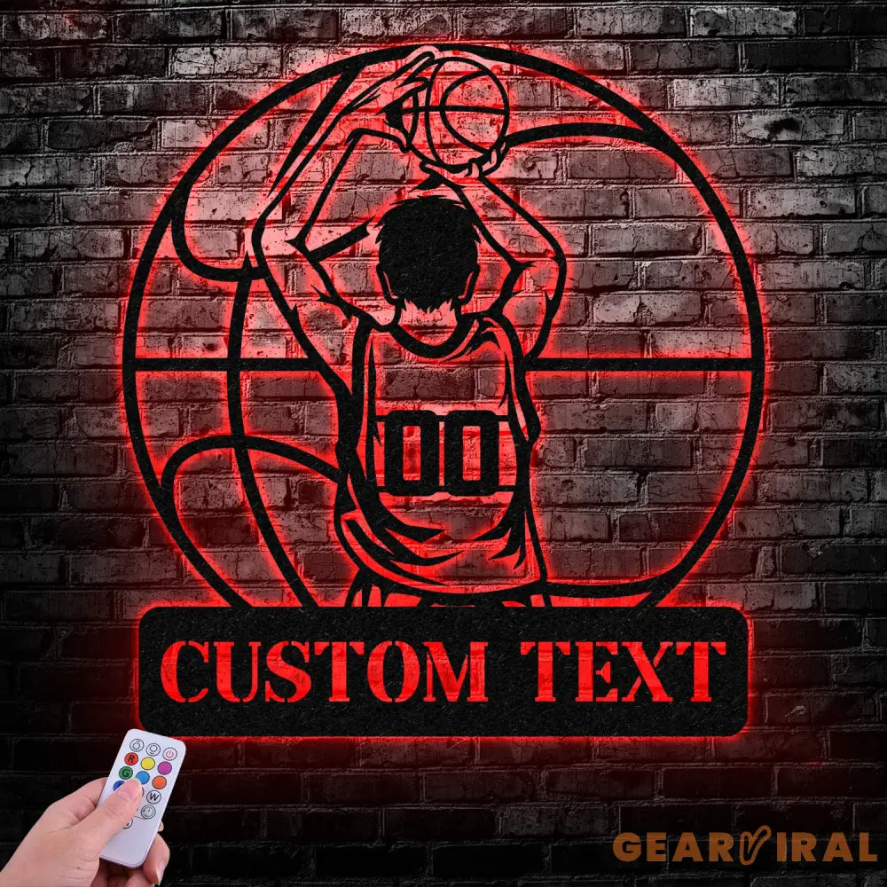 Custom Basketball Player Metal Wall Art Led Light Basketball Metal Sign Basketball Player Name Sign Basketball Wall