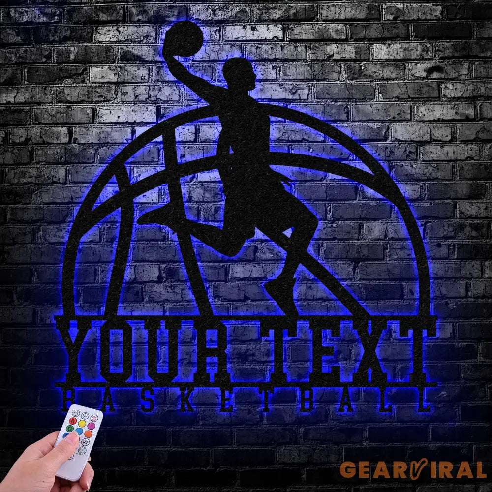 Custom Basketball Player Metal Wall Art Led Light Basketball Metal Sign Basketball Player Name Sign Basketball Wall
