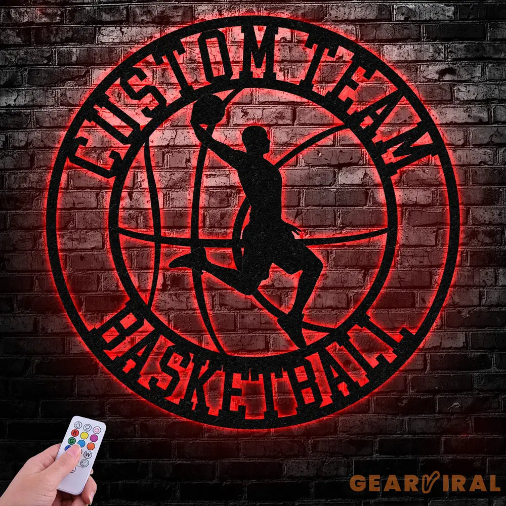 Custom Basketball Player Metal Wall Art Led Light Basketball Metal Sign Basketball Player Name Sign Basketball Wall