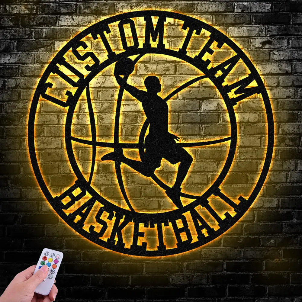 Custom Basketball Player Metal Wall Art Led Light Basketball Metal Sign Basketball Player Name Sign Basketball Wall