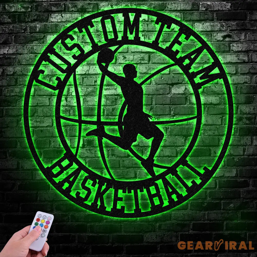Custom Basketball Player Metal Wall Art Led Light Basketball Metal Sign Basketball Player Name Sign Basketball Wall
