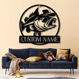 Custom Bass Fish with Trucker Hat Sign with Led Light Custom Fisherman Gift Sign Outdoor Fishing Decor Bass Lover Man