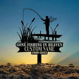 Custom Bass Fishing Memorial Stake - Personalized Fisherman Grave Marker - Metal Cemetery Plaque - Memorial Sympathy
