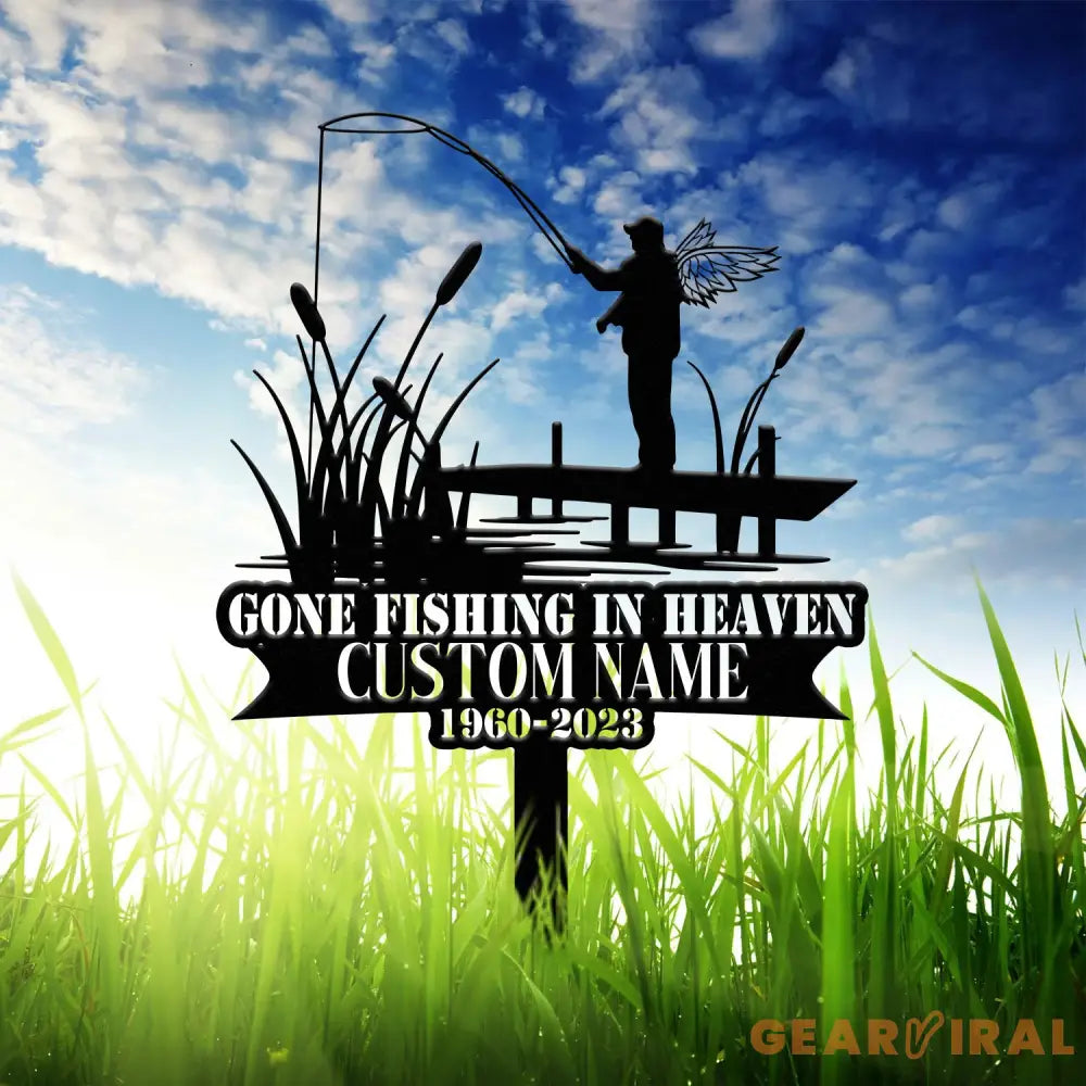 Custom Bass Fishing Memorial Stake - Personalized Fisherman Grave Marker - Metal Cemetery Plaque - Memorial Sympathy