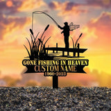 Custom Bass Fishing Memorial Stake - Personalized Fisherman Grave Marker - Metal Cemetery Plaque - Memorial Sympathy