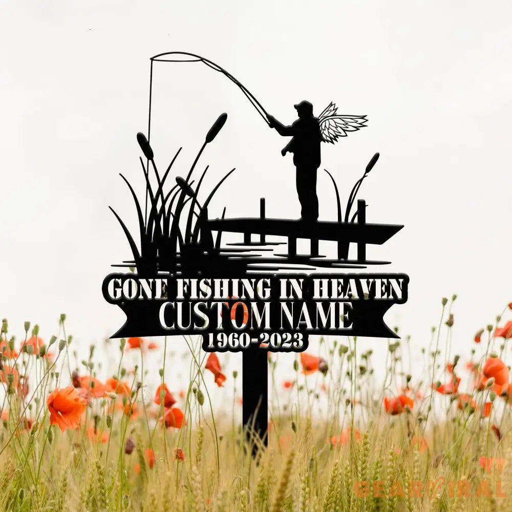 Custom Bass Fishing Memorial Stake - Personalized Fisherman Grave Marker - Metal Cemetery Plaque - Memorial Sympathy