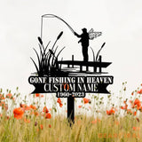 Custom Bass Fishing Memorial Stake - Personalized Fisherman Grave Marker - Metal Cemetery Plaque - Memorial Sympathy