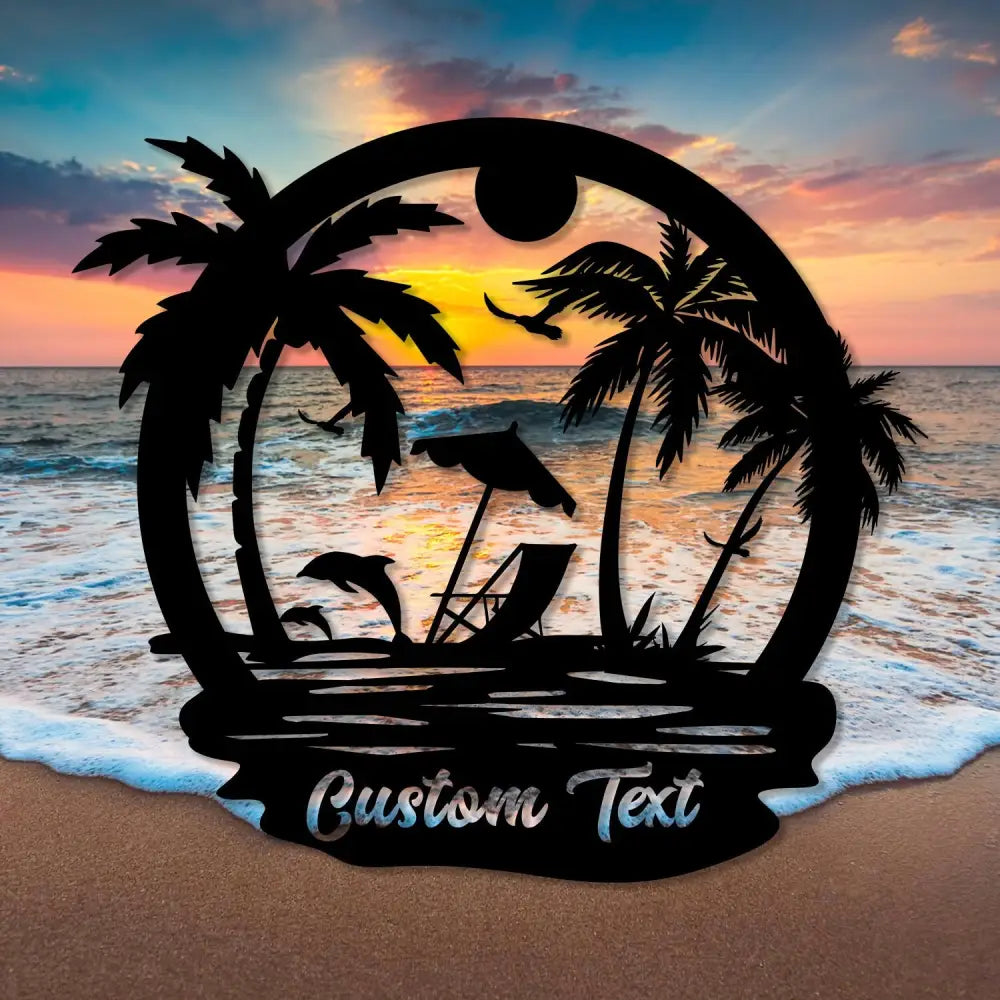 Custom Beach Decor Nautical Decor Lake House Decor Summer Beach House Sign Metal Coastal Decor Outdoor Sign Sunset