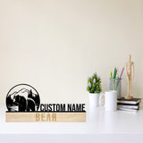 Custom Bear Desk Name Plate - Bear Animal Metal Nameplate For Desk - Desk Nameplate - Office Decor | GearViral