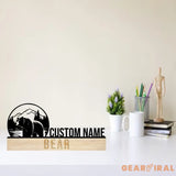 Custom Bear Desk Name Plate - Bear Animal Metal Nameplate For Desk - Desk Nameplate - Office Decor | GearViral