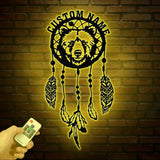 Custom Bear Dream Catcher Metal Wall Art with Led Lights Dreamcatcher Wall Hanging Dreamcatcher Decor Christmas gifts