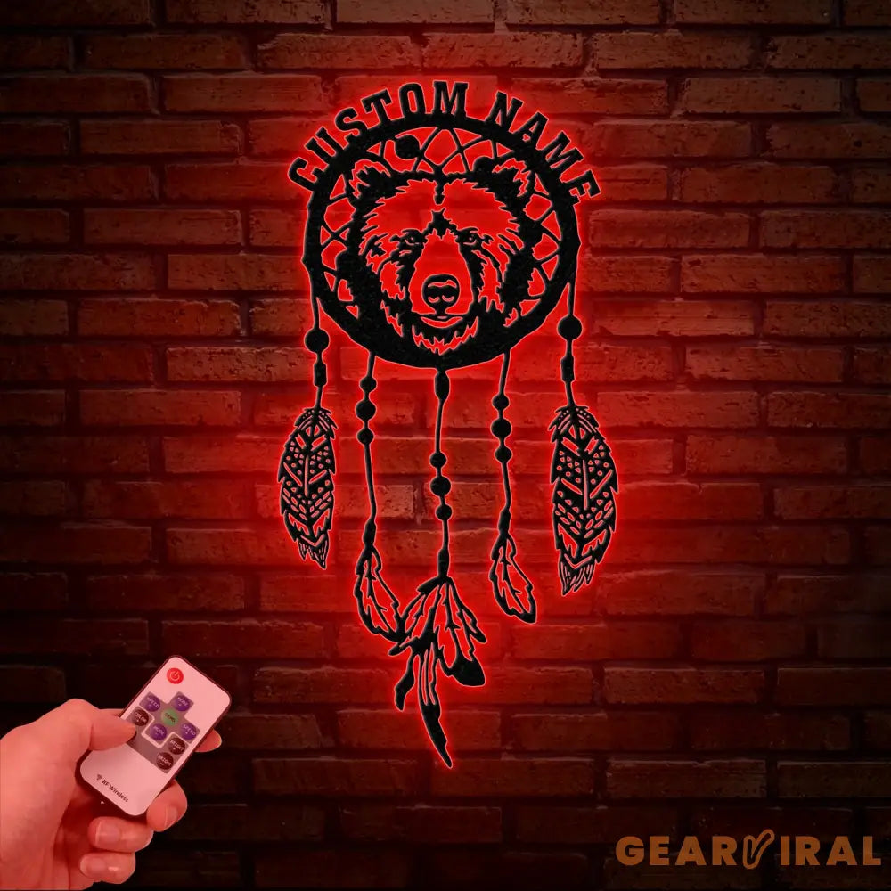 Custom Bear Dream Catcher Metal Wall Art with Led Lights Dreamcatcher Wall Hanging Dreamcatcher Decor Christmas gifts