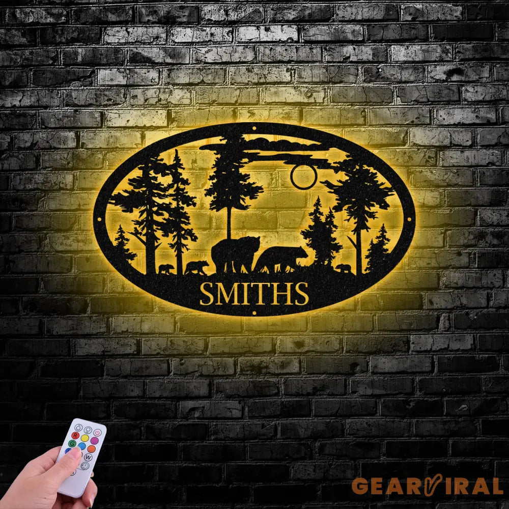 Custom Bear Family Cabin Wall Art LED Light Cabin Decor Outdoor Bear Decor - Gearviral