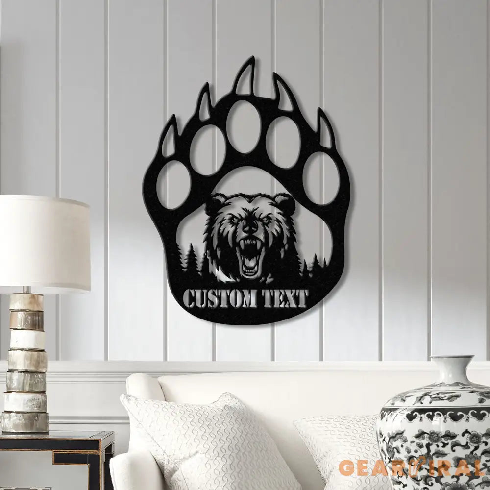 Custom Bear Hand Cabin Sign Mountain Decor Personalized Metal Bear Sign Cabin Decor Outdoor Bear Decor Rustic Cabin