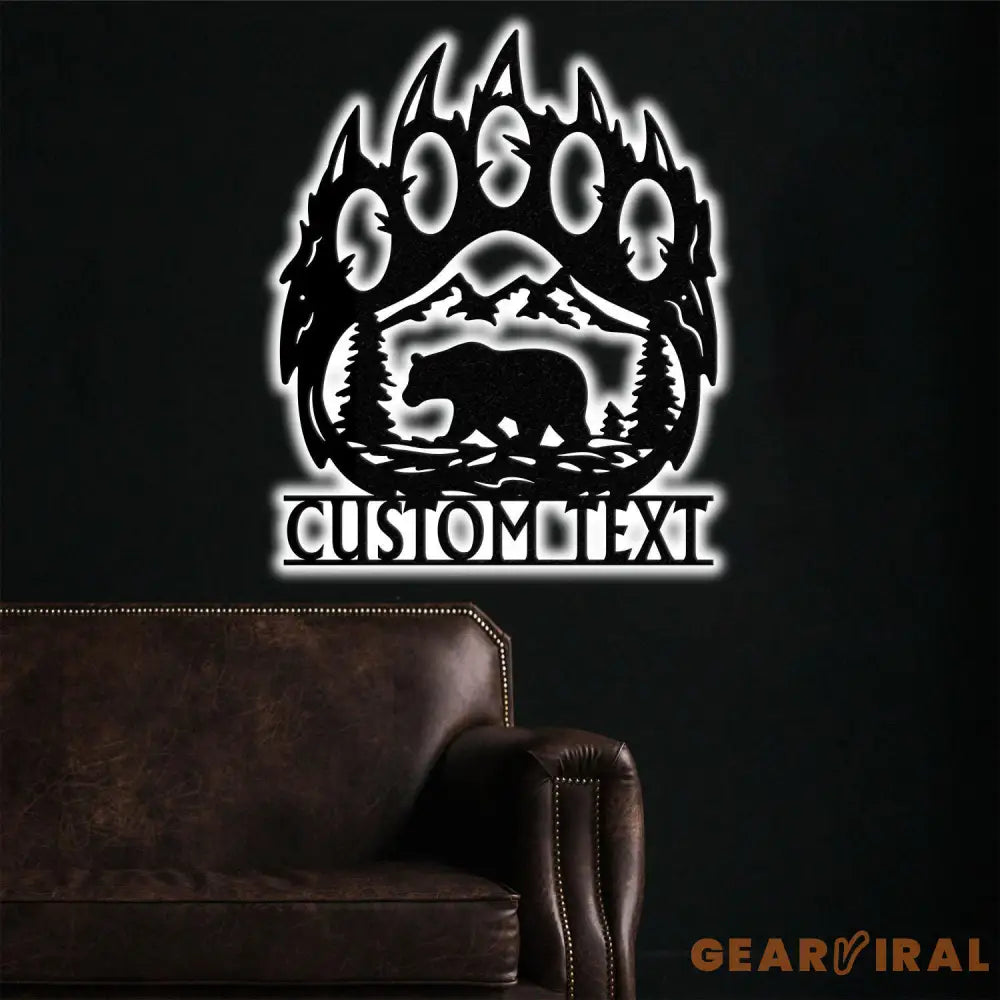 Custom Bear Hand Cabin Sign Mountain Decor Personalized Metal Bear Sign Cabin Decor Outdoor Bear Decor Rustic Cabin