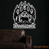Custom Bear Hand Cabin Sign Mountain Decor Personalized Metal Bear Sign Cabin Decor Outdoor Bear Decor Rustic Cabin