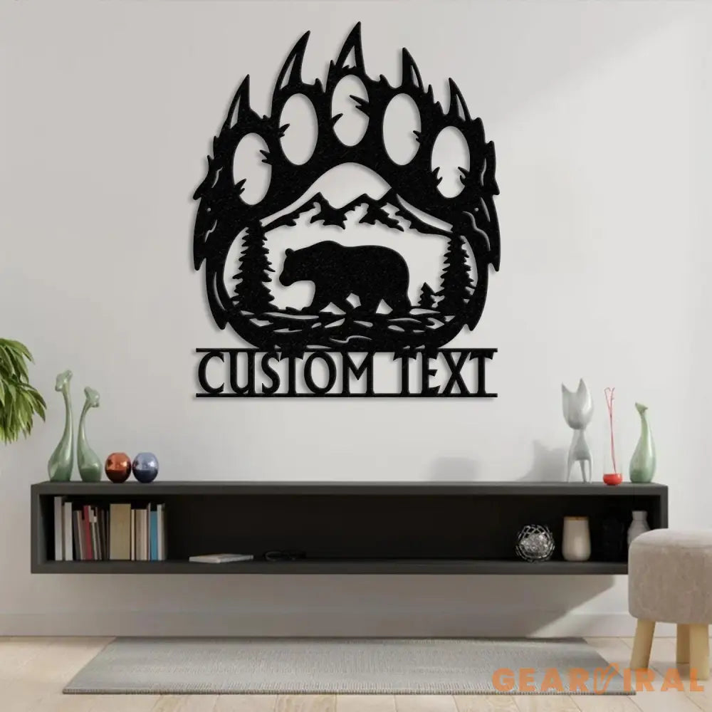 Custom Bear Hand Cabin Sign Mountain Decor Personalized Metal Bear Sign Cabin Decor Outdoor Bear Decor Rustic Cabin
