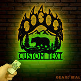 Custom Bear Hand Sign with Led Light Mountain Decor Personalized Metal Bear Sign Cabin Decor Outdoor Bear Decor Rustic