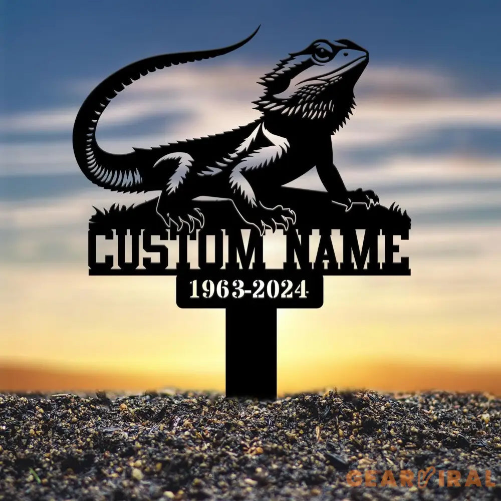 Custom Bearded Dragon Memorial Plaque Stake Personalized Pet Memorial Metal Sign Sympathy Sign Pet Grave Marker