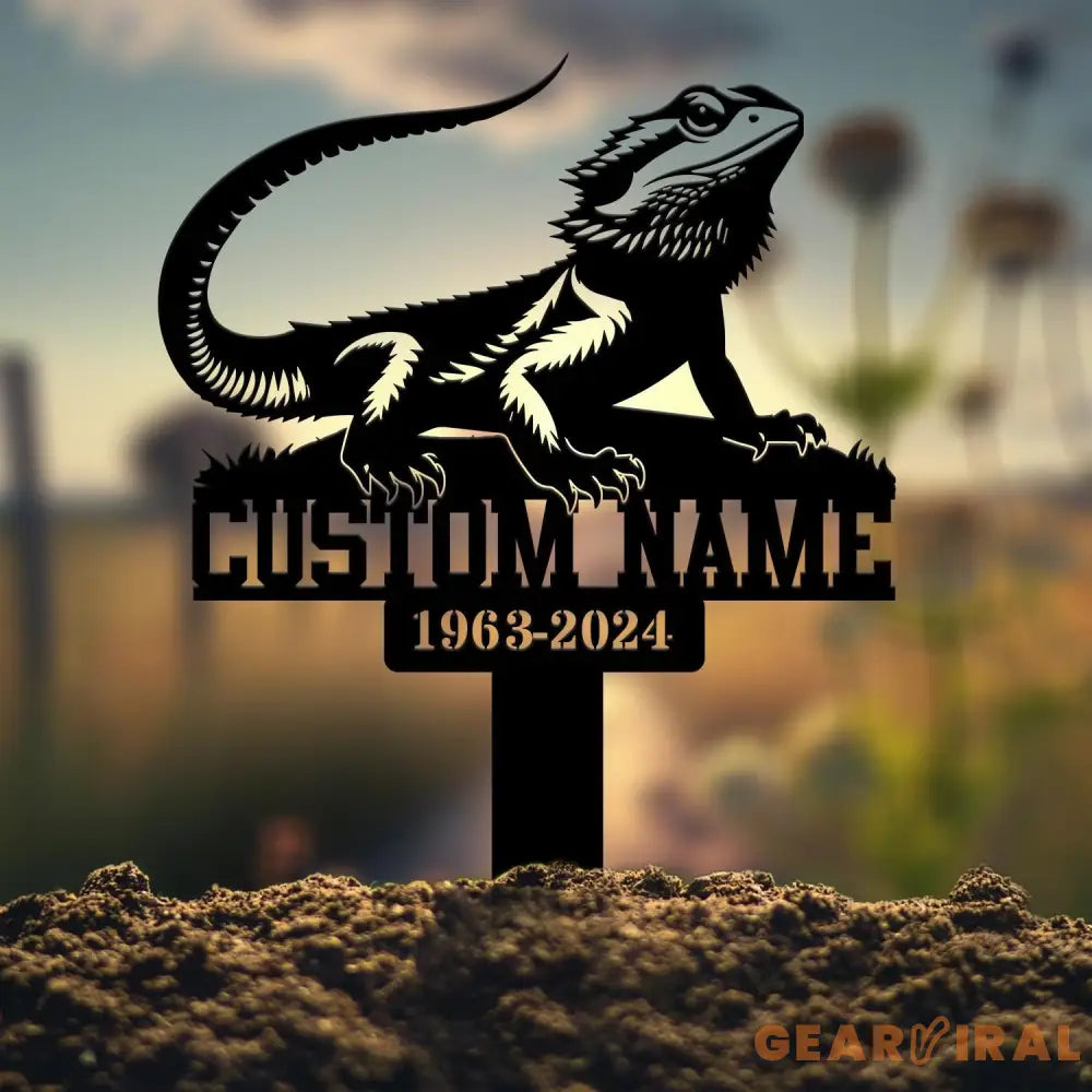 Custom Bearded Dragon Memorial Plaque Stake Personalized Pet Memorial Metal Sign Sympathy Sign Pet Grave Marker
