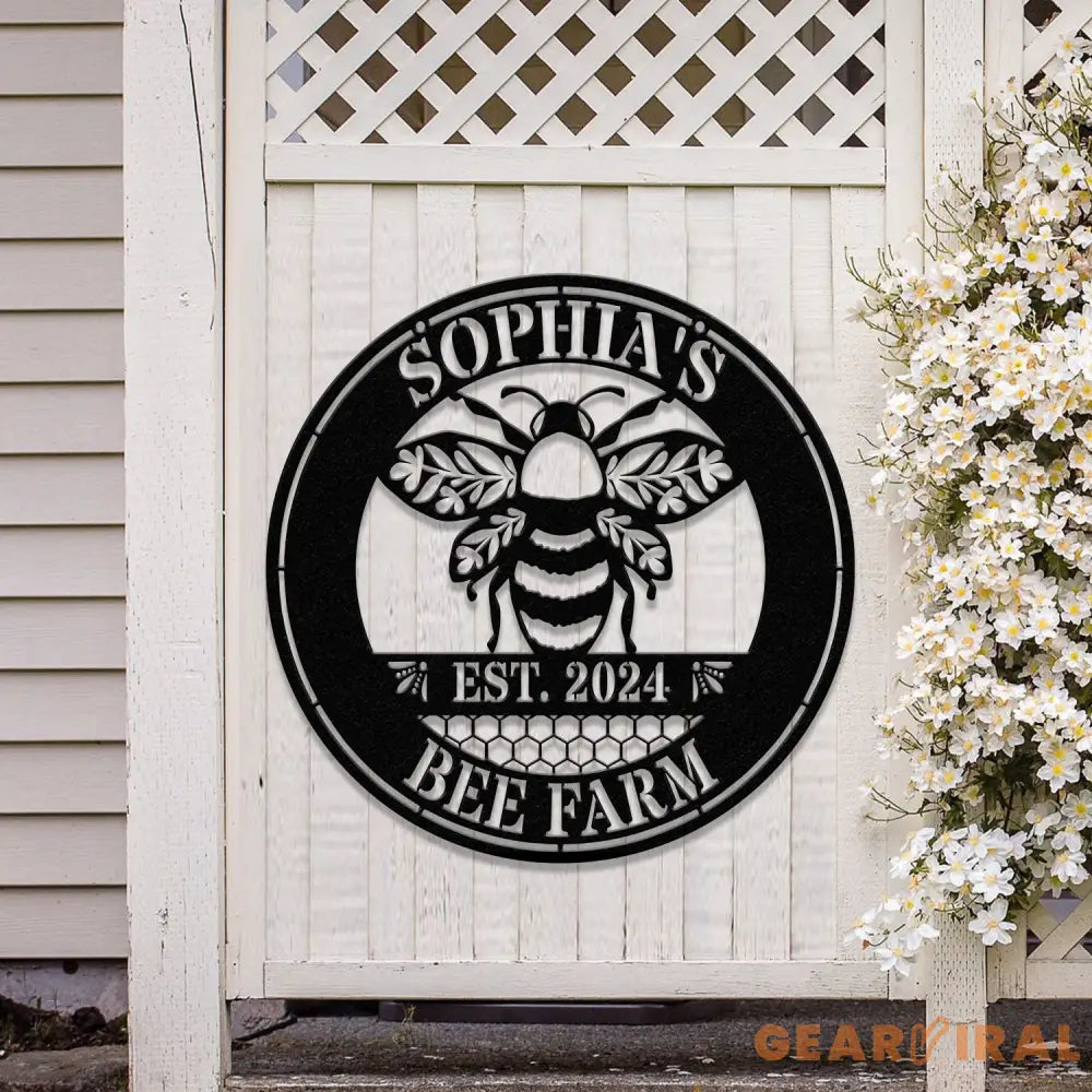 Custom Bee Farm Garden Sign Personalized Bee Metal Sign Honey Bee Garden Decor Flower Bee Garden Art Bee Yard Sign Bee